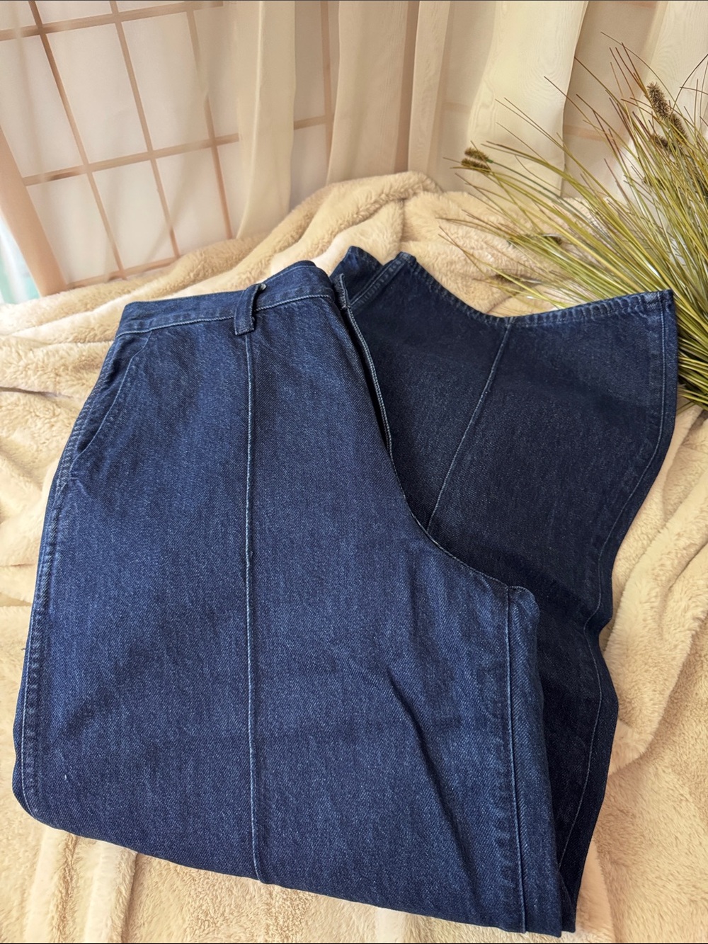 Madewell Dark Blue Denim SuperWide-Leg Jeans